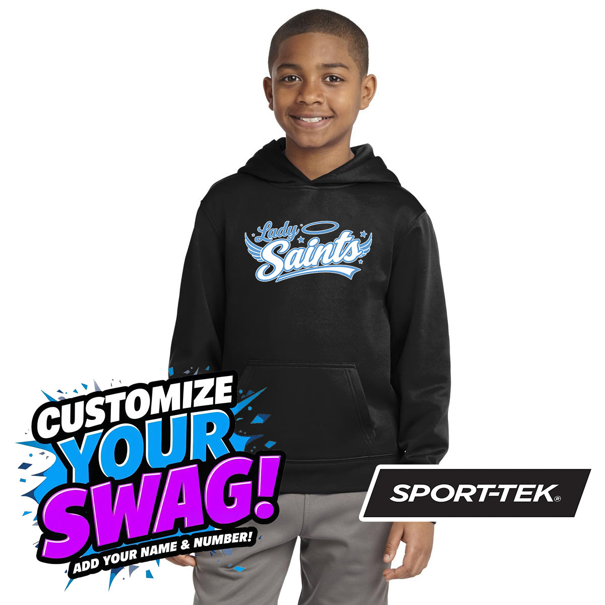 Sport-Tek Youth Sport-Wick Fleece Hooded Pullover YST244 - Lady Saints Softball