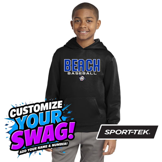 Sport-Tek Youth Sport-Wick Fleece Hooded Pullover - Jax Beach Baseball