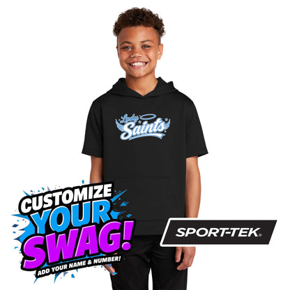 Sport-Tek Youth Sport-Wick Fleece Short Sleeve Hooded Pullover YST251 - Lady Saints Softball