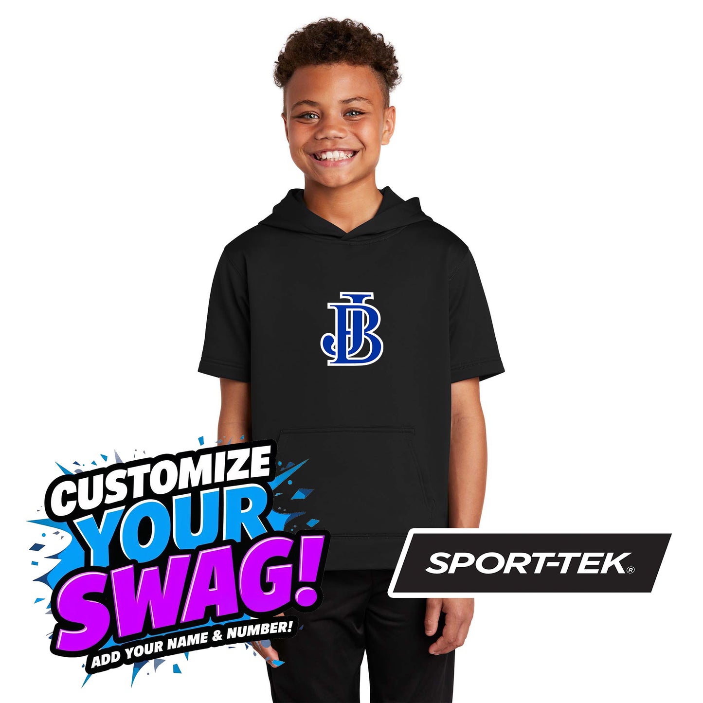 Sport-Tek Youth Sport-Wick Fleece Short Sleeve Hooded Pullover - Jax Beach Baseball