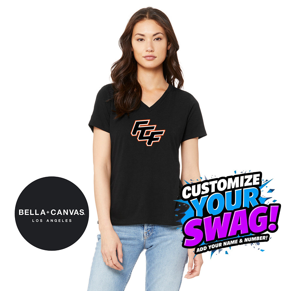 Bella + Canvas 6415 Ladies' Relaxed Triblend V-Neck T-Shirt - FCF Flight Baseball