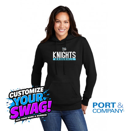 Port & Company Women's Core Fleece Pullover Hooded Sweatshirt LPC78H - Knights Baseball