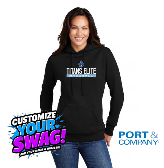 Port & Company Women's Core Fleece Pullover Hooded Sweatshirt LPC78H - Georgia Titans Elite Baseball