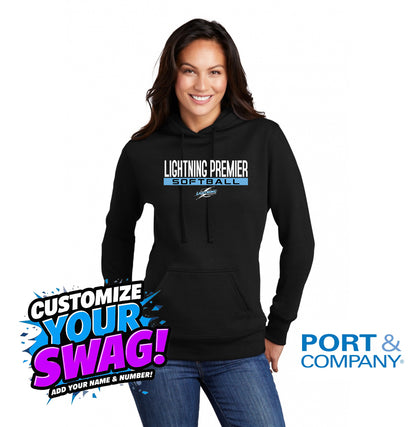 Port & Company Women's Core Fleece Pullover Hooded Sweatshirt LPC78H - Lightning Premier Softball