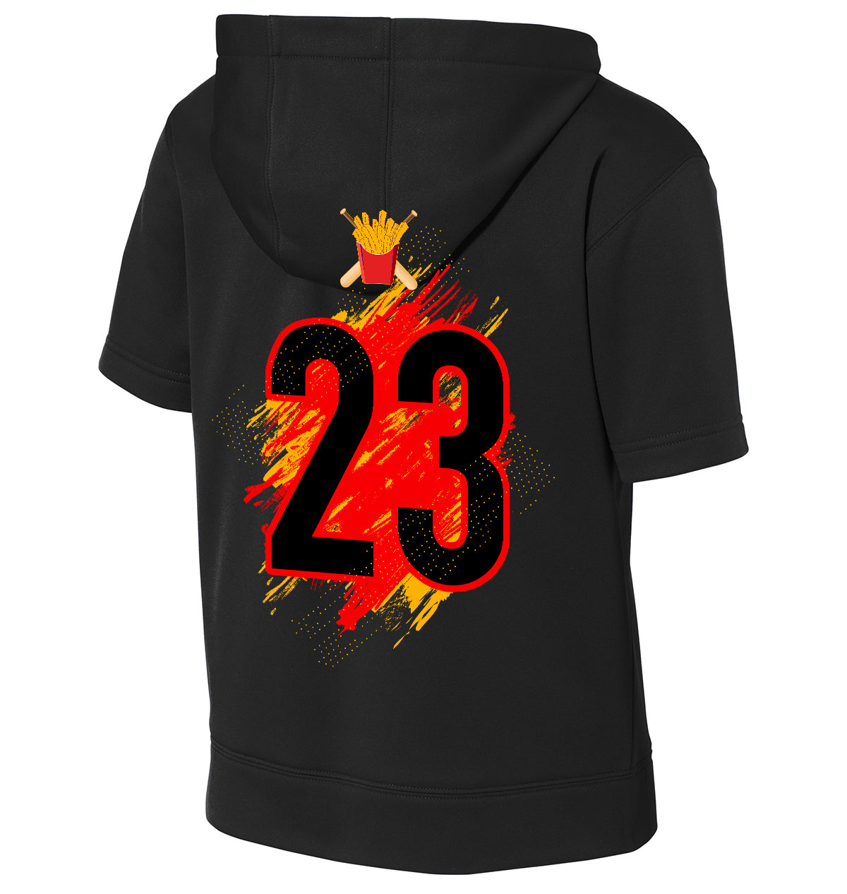 GLITCH - Sport-Tek Youth Sport-Wick Fleece Short Sleeve Hooded Pullover YST251 - Team Rally Fries Baseball