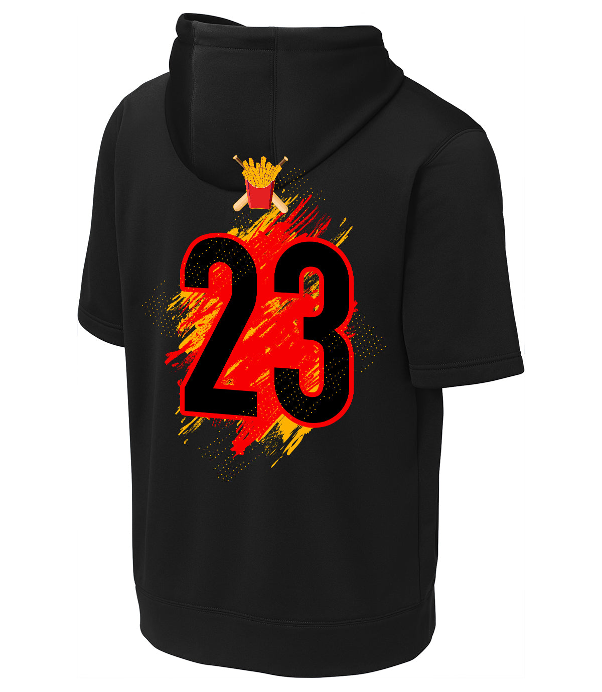GLITCH - Sport-Tek Sport-Wick Fleece Short Sleeve Hooded Pullover ST251 - Team Rally Fries Baseball