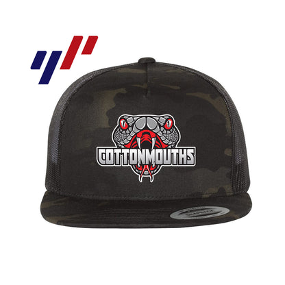 Yupoong 6006 Adult 5-Panel Classic Trucker Hat - DTF PRINTED - Black Creek Cottonmouths
