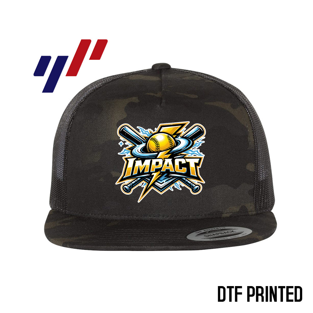 Yupoong 6006 Adult 5-Panel Classic Trucker Hat - DTF PRINTED - Impact Softball - Massachusetts