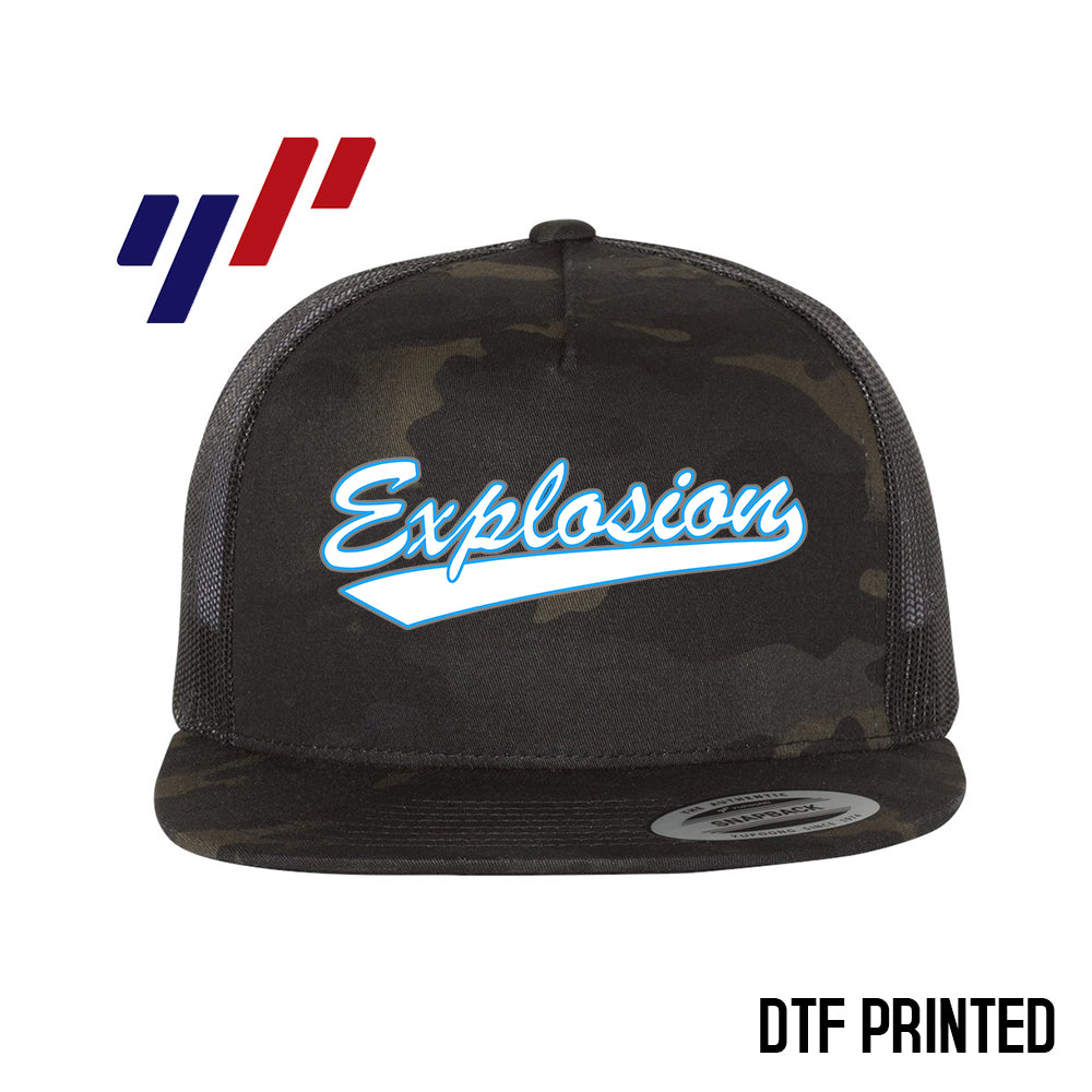 Yupoong 6006 Adult 5-Panel Classic Trucker Hat - DTF PRINTED - Explosion Softball