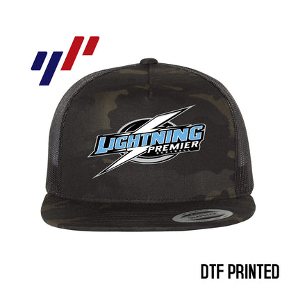 Yupoong 6006 Adult 5-Panel Classic Trucker Hat - DTF PRINTED - Lightning Premier Softball