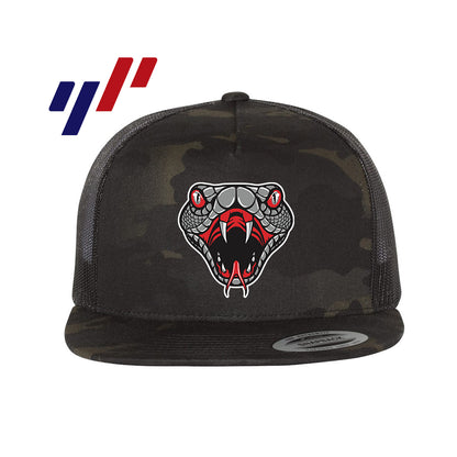 Yupoong 6006 Adult 5-Panel Classic Trucker Hat - DTF PRINTED - Black Creek Cottonmouths