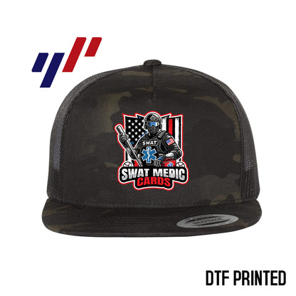 Yupoong 6006 Adult 5-Panel Classic Trucker Hat - DTF PRINTED - Swat Medic Cards
