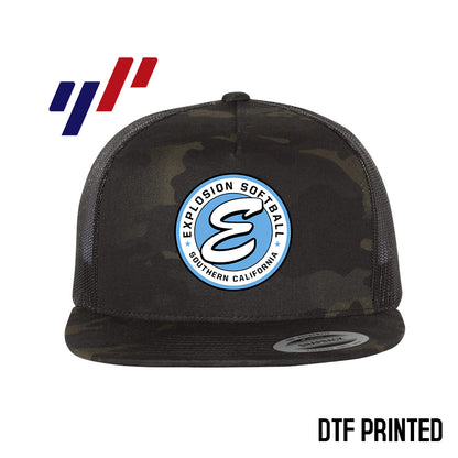 Yupoong 6006 Adult 5-Panel Classic Trucker Hat - DTF PRINTED - Explosion Softball