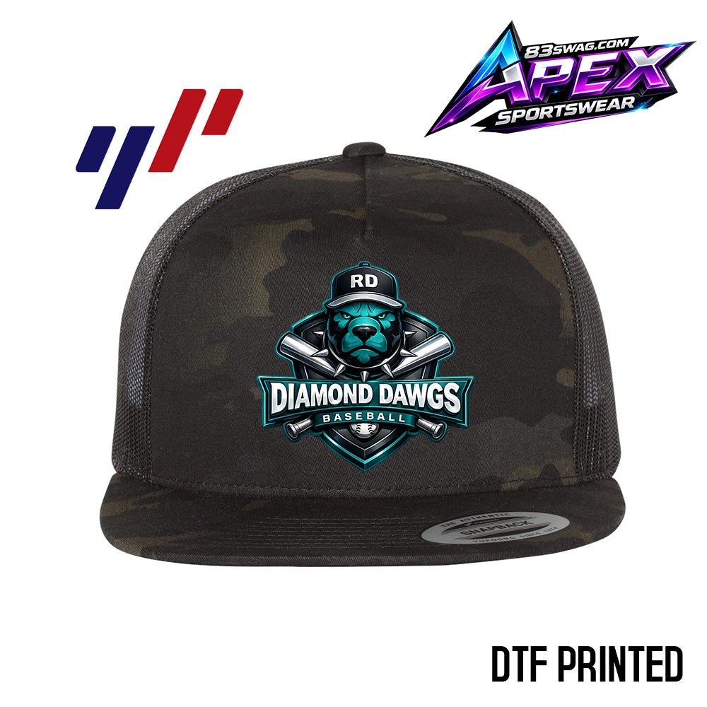 APEX Yupoong 6006 Adult 5-Panel Classic Trucker Hat - DTF PRINTED - Diamond Dawgs Baseball