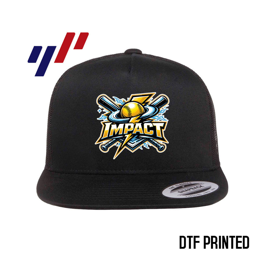 Yupoong 6006 Adult 5-Panel Classic Trucker Hat - DTF PRINTED - Impact Softball - Massachusetts
