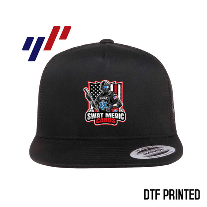 Yupoong 6006 Adult 5-Panel Classic Trucker Hat - DTF PRINTED - Swat Medic Cards