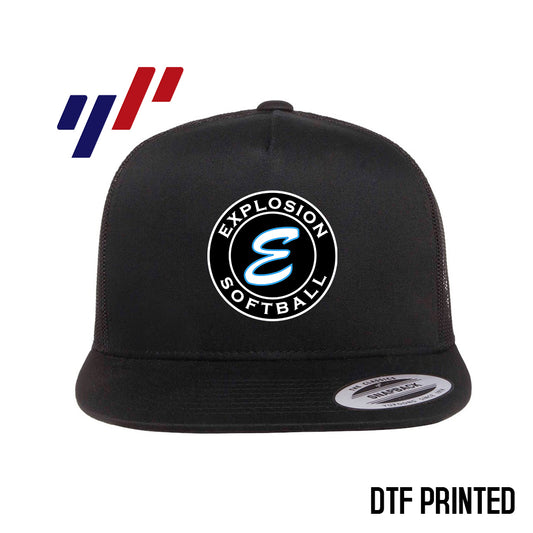 Yupoong 6006 Adult 5-Panel Classic Trucker Hat - DTF PRINTED - Explosion Softball