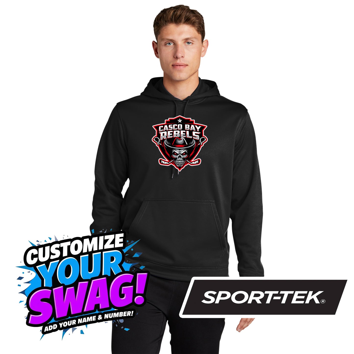 Sport-Tek Sport-Wick Fleece Hooded Pullover F244 - Casco Bay Rebels Hockey