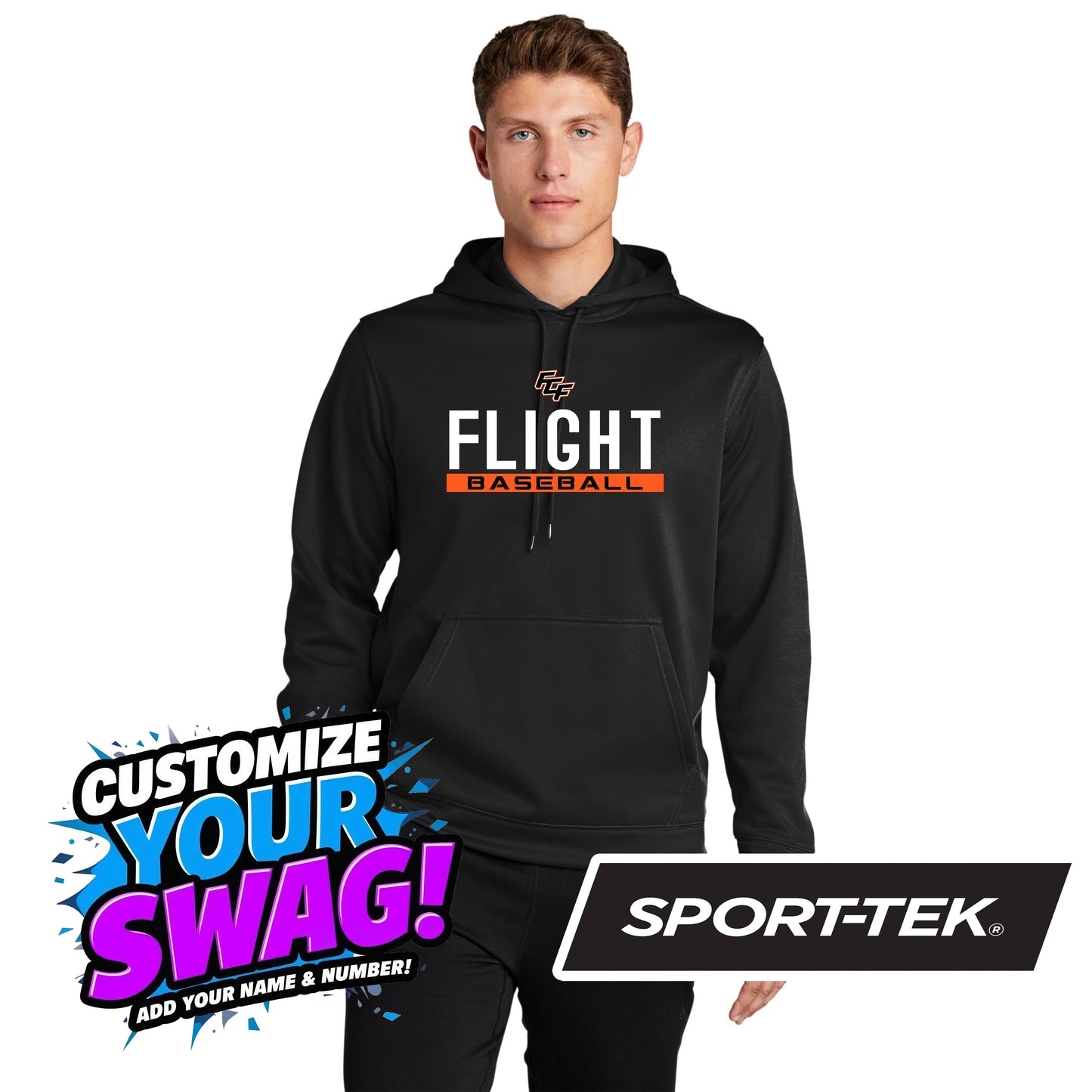 Sport-Tek Sport-Wick Fleece Hooded Pullover F244 - FCF Flight Baseball