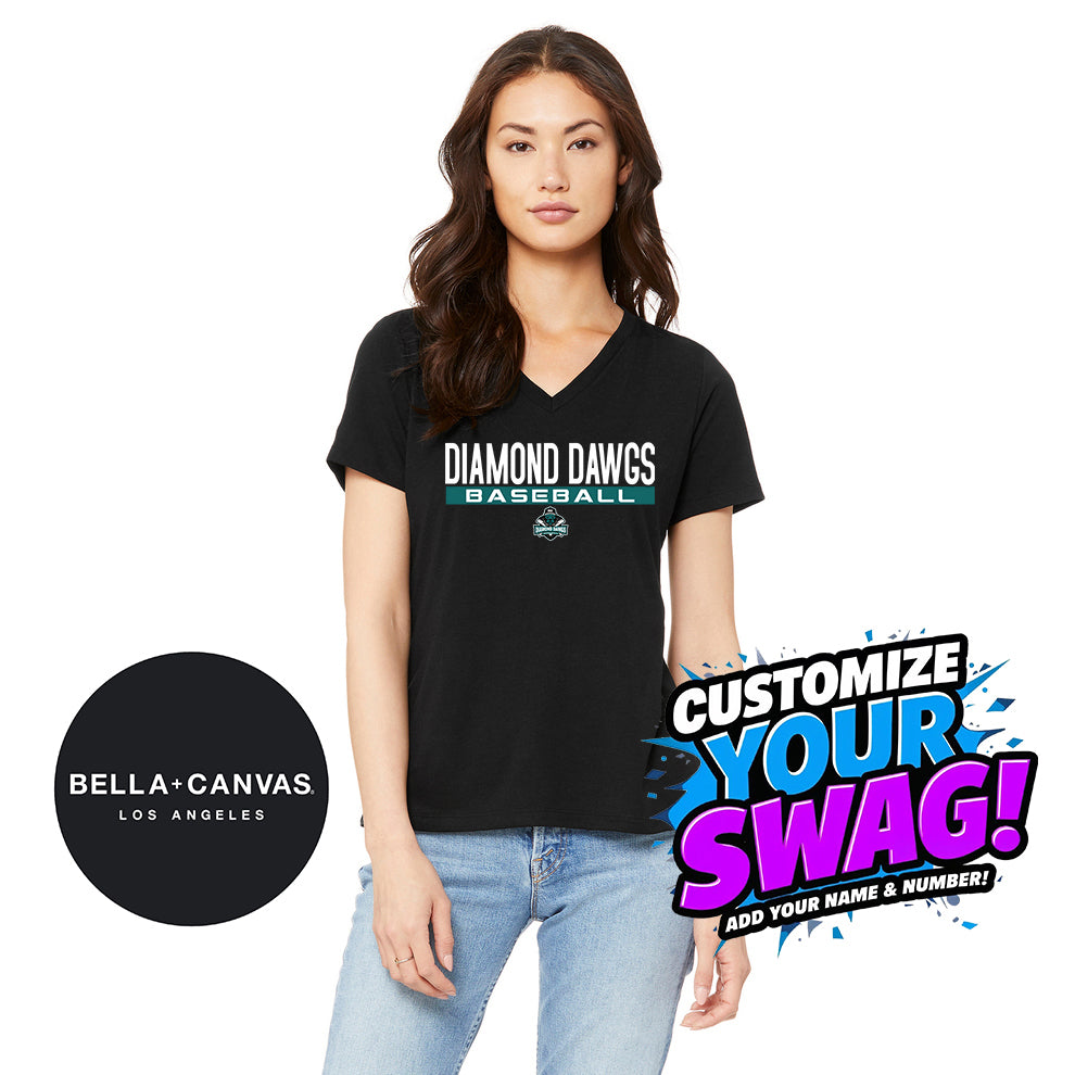 Bella + Canvas 6415 Ladies' Relaxed Triblend V-Neck T-Shirt - Diamond Dawgs Baseball
