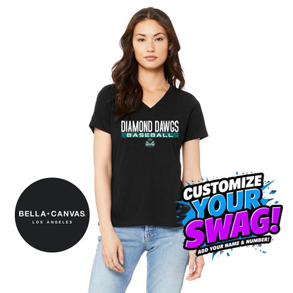 Bella + Canvas 6415 Ladies' Relaxed Triblend V-Neck T-Shirt - Diamond Dawgs Baseball