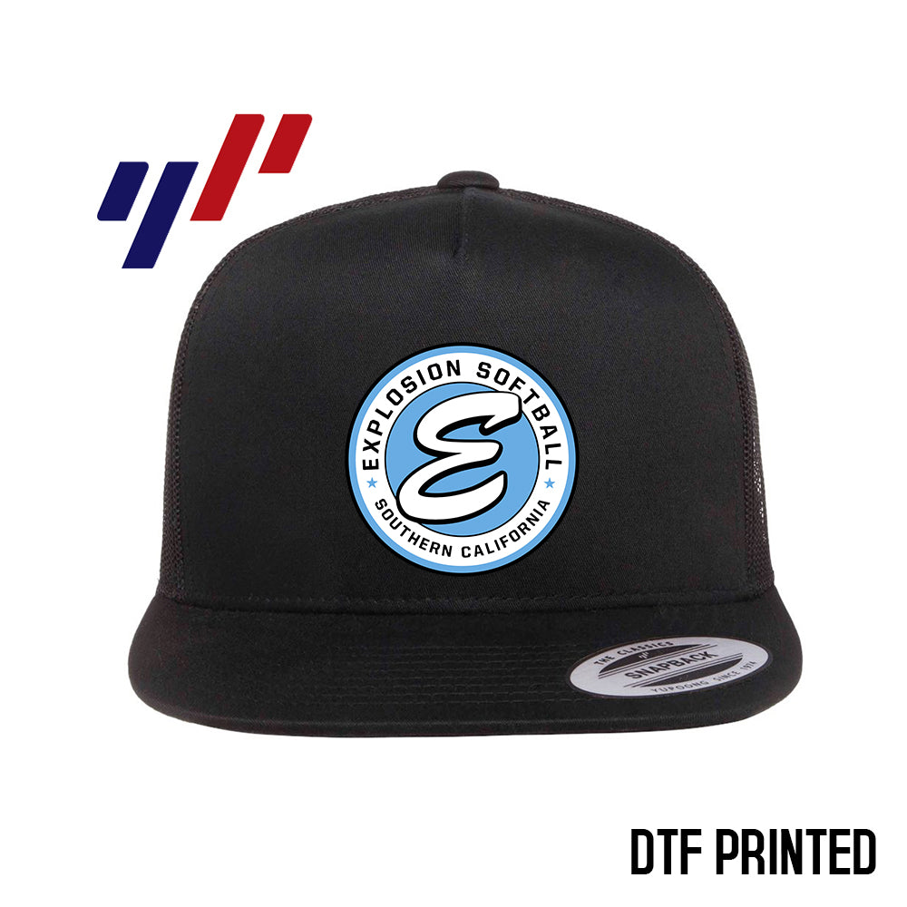 Yupoong 6006 Adult 5-Panel Classic Trucker Hat - DTF PRINTED - Explosion Softball