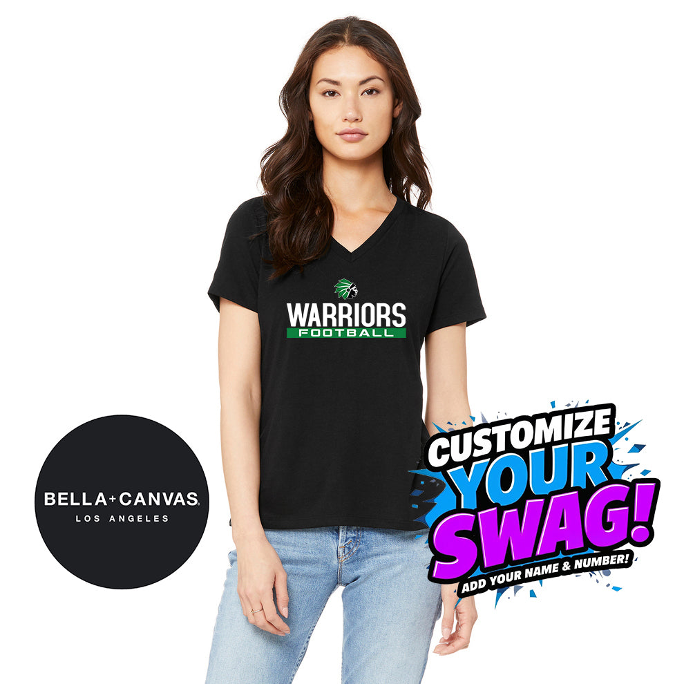Bella + Canvas 6415 Ladies' Relaxed Triblend V-Neck T-Shirt - Hopatcong Warriors Football