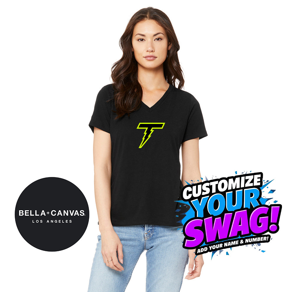 Bella + Canvas 6415 Ladies' Relaxed Triblend V-Neck T-Shirt - Ponte Vedra Thunder Baseball