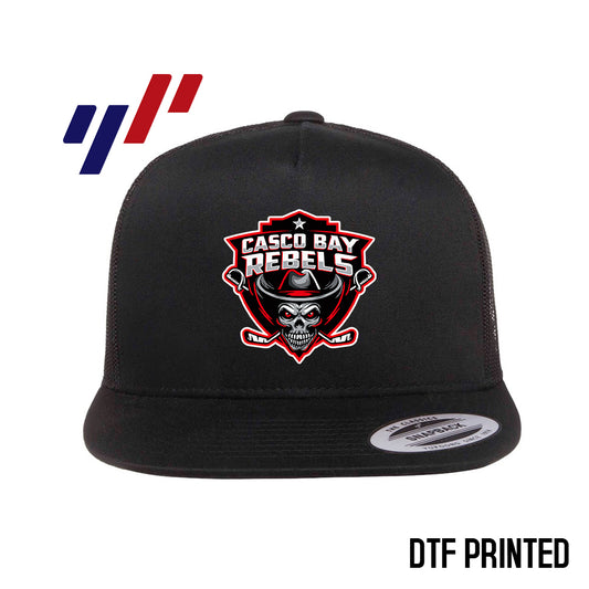 Yupoong 6006 Adult 5-Panel Classic Trucker Hat - DTF PRINTED - Casco Bay Rebels Hockey