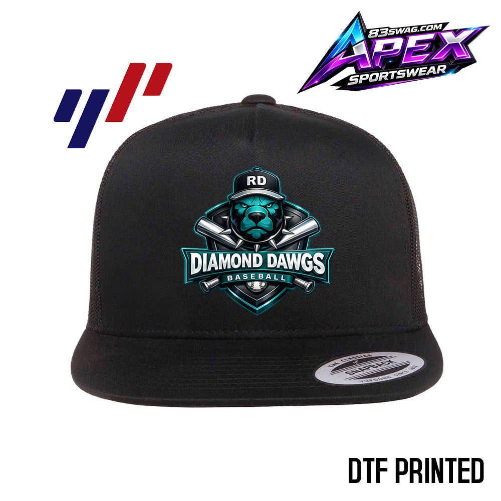 APEX Yupoong 6006 Adult 5-Panel Classic Trucker Hat - DTF PRINTED - Diamond Dawgs Baseball