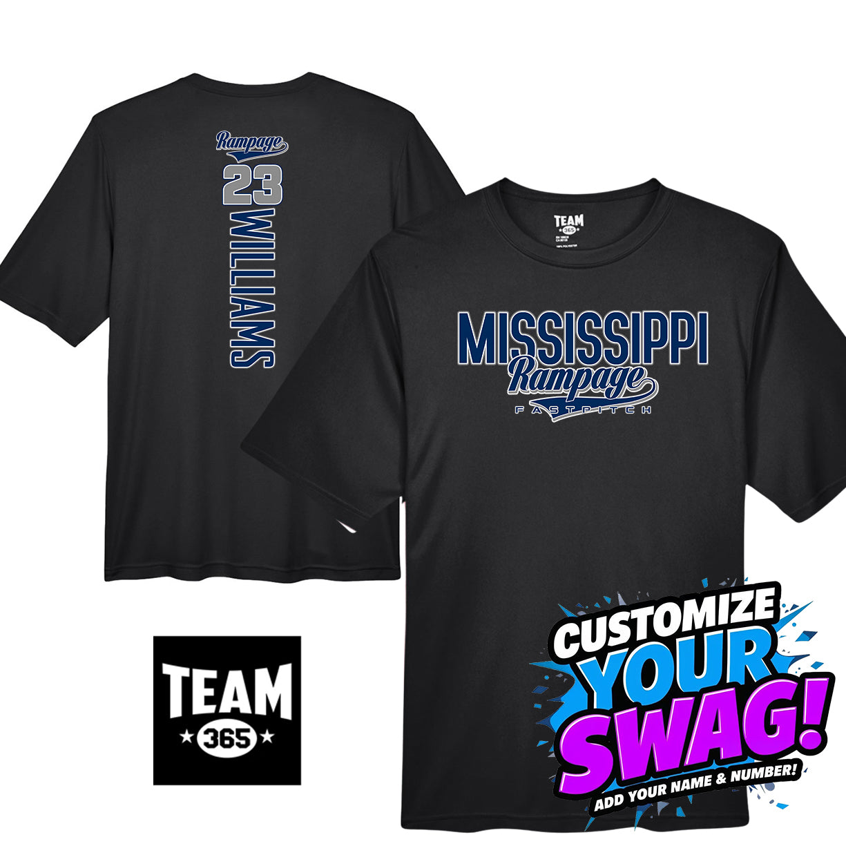 GAME TIME - Team 365 Youth & Men's Zone Performance T-Shirt - Mississippi Rampage