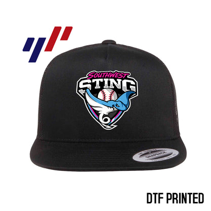 Yupoong 6006 Adult 5-Panel Classic Trucker Hat - DTF PRINTED - Southwest Sting Baseball