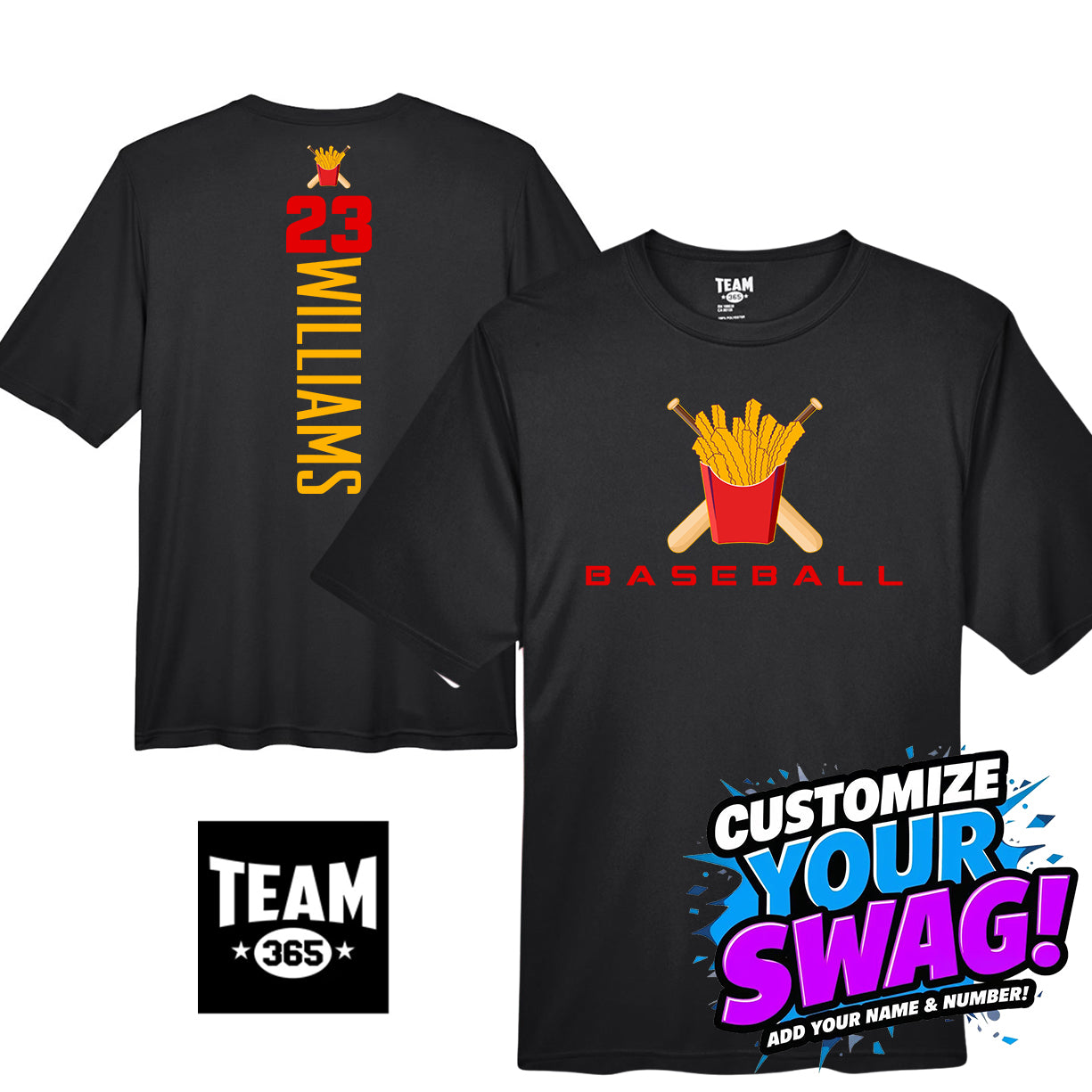 GAME TIME - Team 365 Youth & Men's Zone Performance T-Shirt - Team Rally Fries Baseball