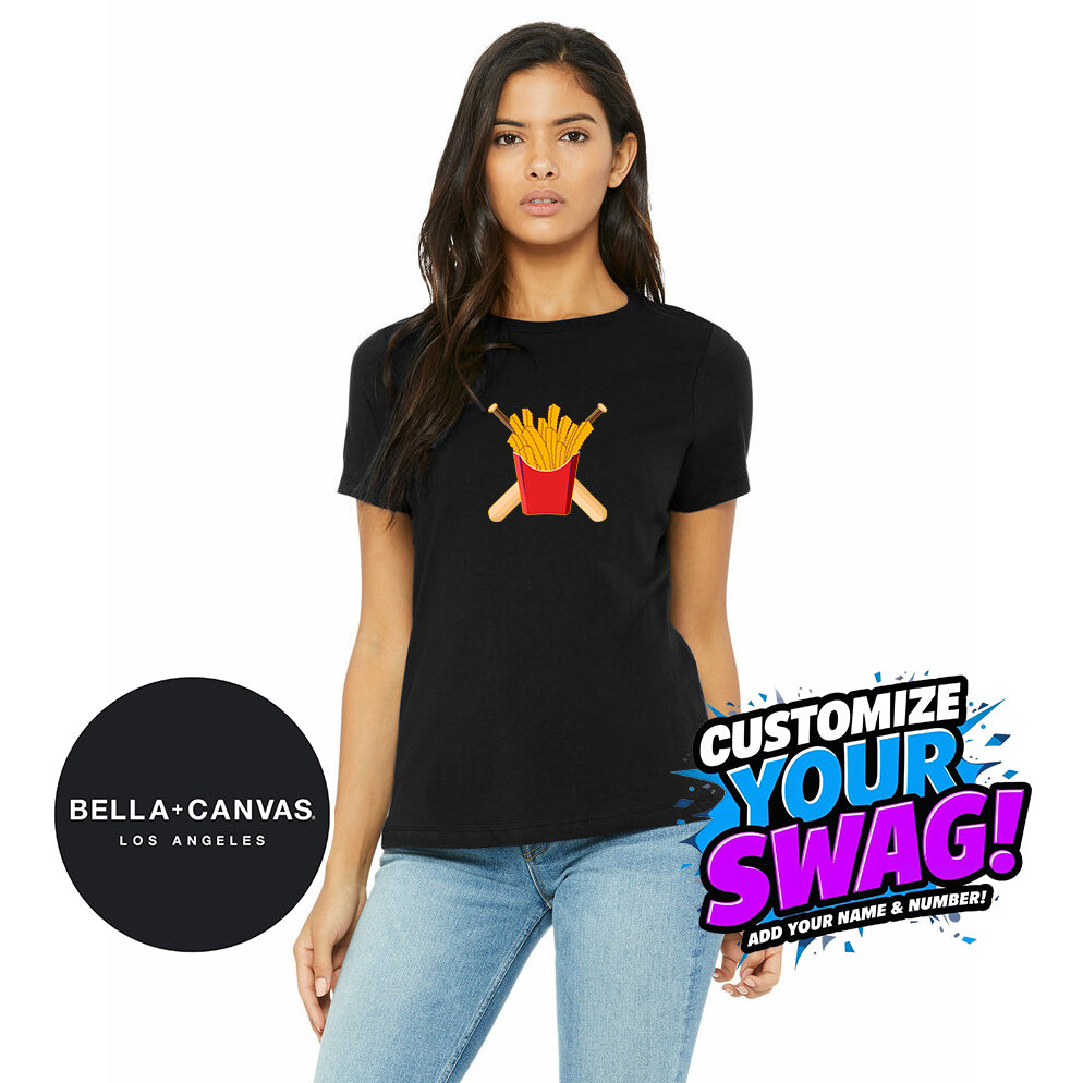 Bella + Canvas B6400 Women's Relaxed Jersey Short-Sleeve T-Shirt - Team Rally Fries Baseball