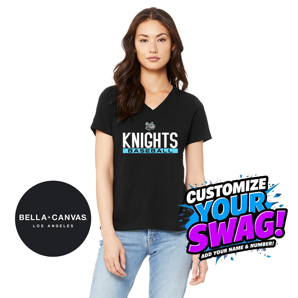 Bella + Canvas 6415 Ladies' Relaxed Triblend V-Neck T-Shirt - Knights Baseball