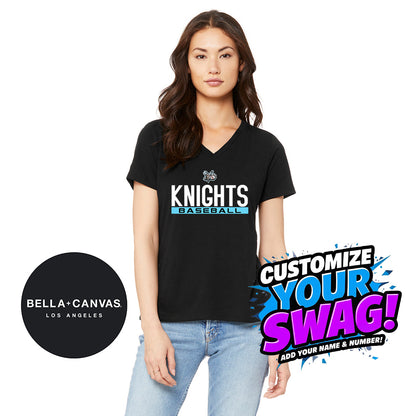 Bella + Canvas 6415 Ladies' Relaxed Triblend V-Neck T-Shirt - Knights Baseball