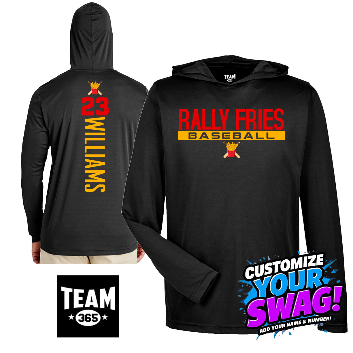 GAME TIME - Team 365 Youth & Men's Zone Performance Hoodie - Team Rally Fries Baseball