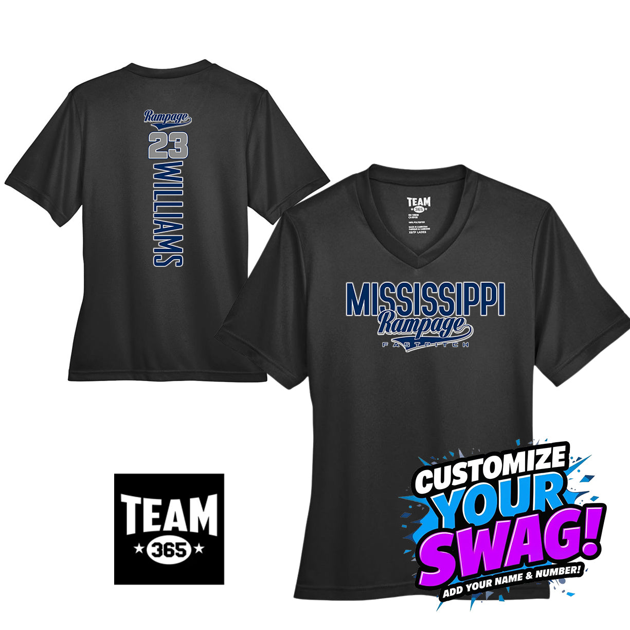 GAME TIME - Team 365 TT11W Women's Zone Performance T-Shirt - Mississippi Rampage
