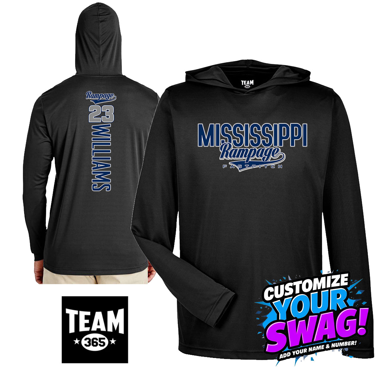 GAME TIME - Team 365 Youth & Men's Zone Performance Hoodie - Mississippi Rampage