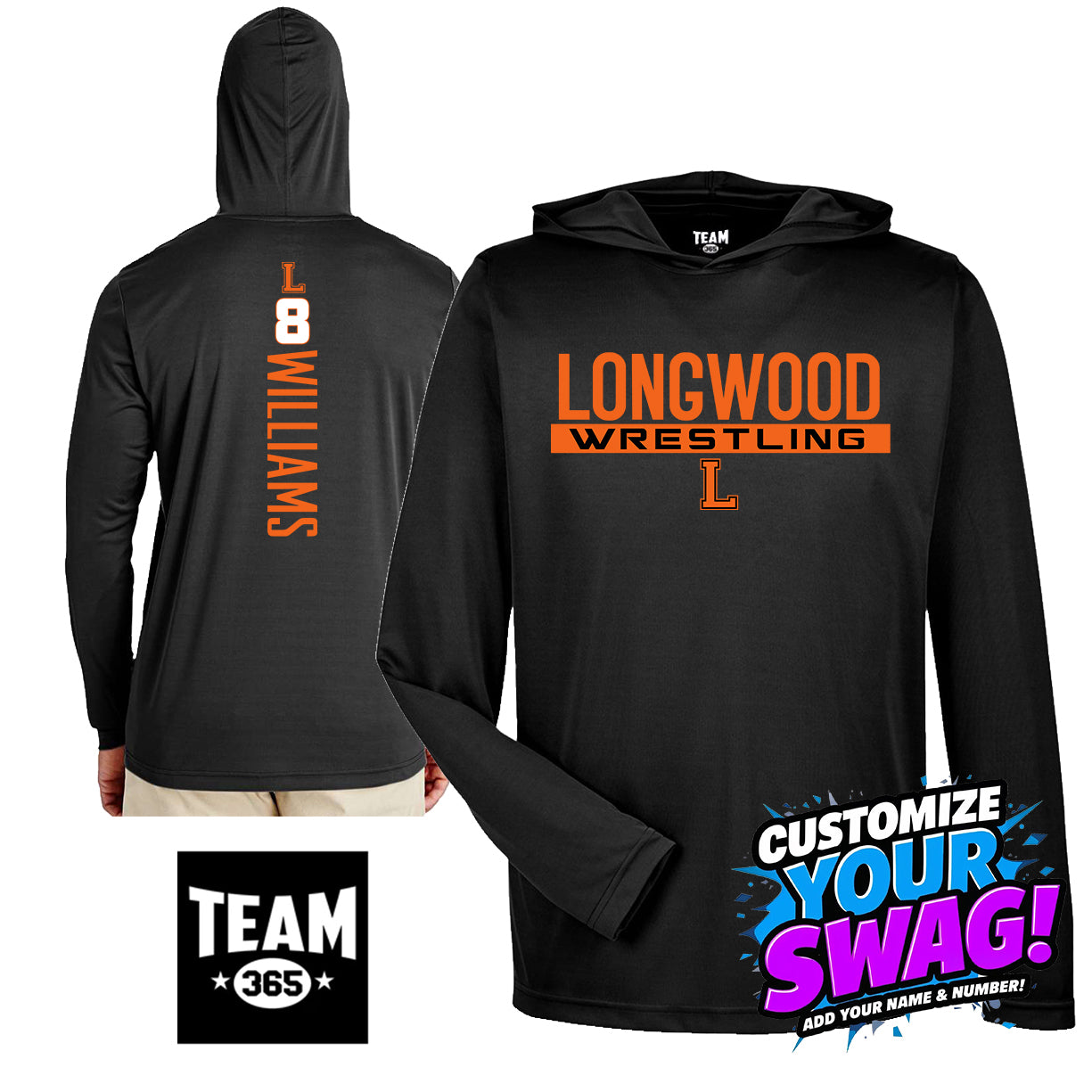 GAME TIME - Team 365 Youth & Men's Zone Performance Hoodie - Longwood Wrestling