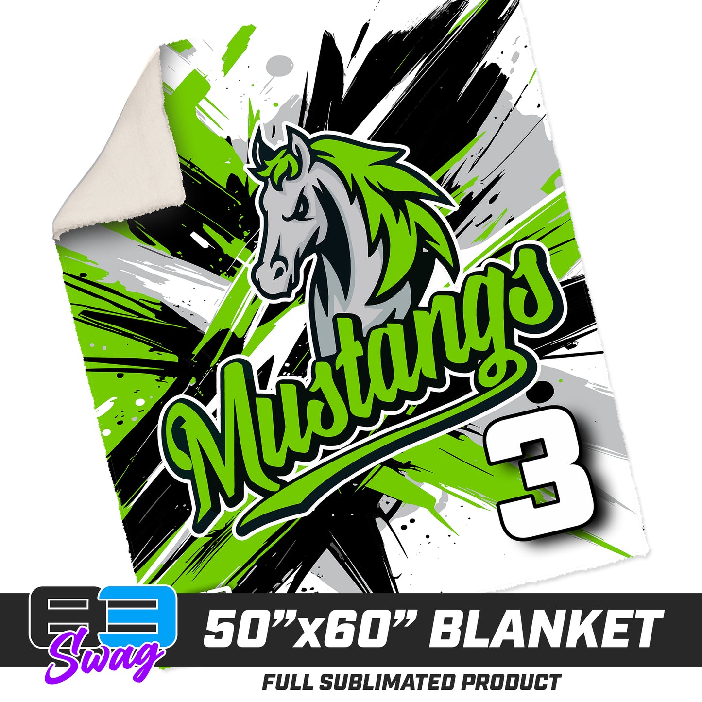50”x60” Plush Sherpa Blanket  - Mustangs