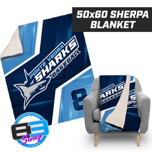 PONTE VEDRA SHARKS - LOGO 2 - 50”x60” Plush Sherpa Blanket