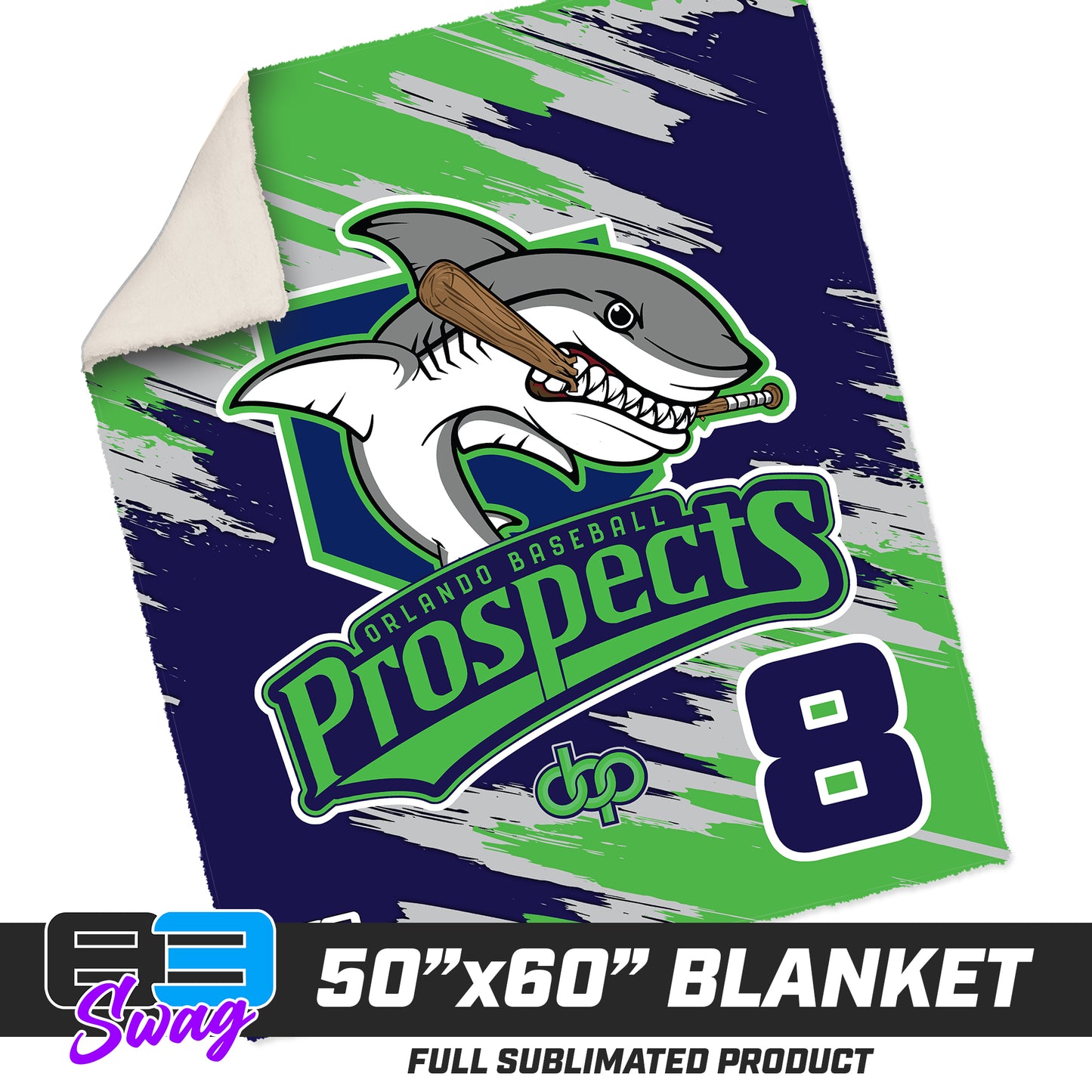 50”x60” Plush Sherpa Blanket  - Orlando Baseball Prospects - Land Sharks