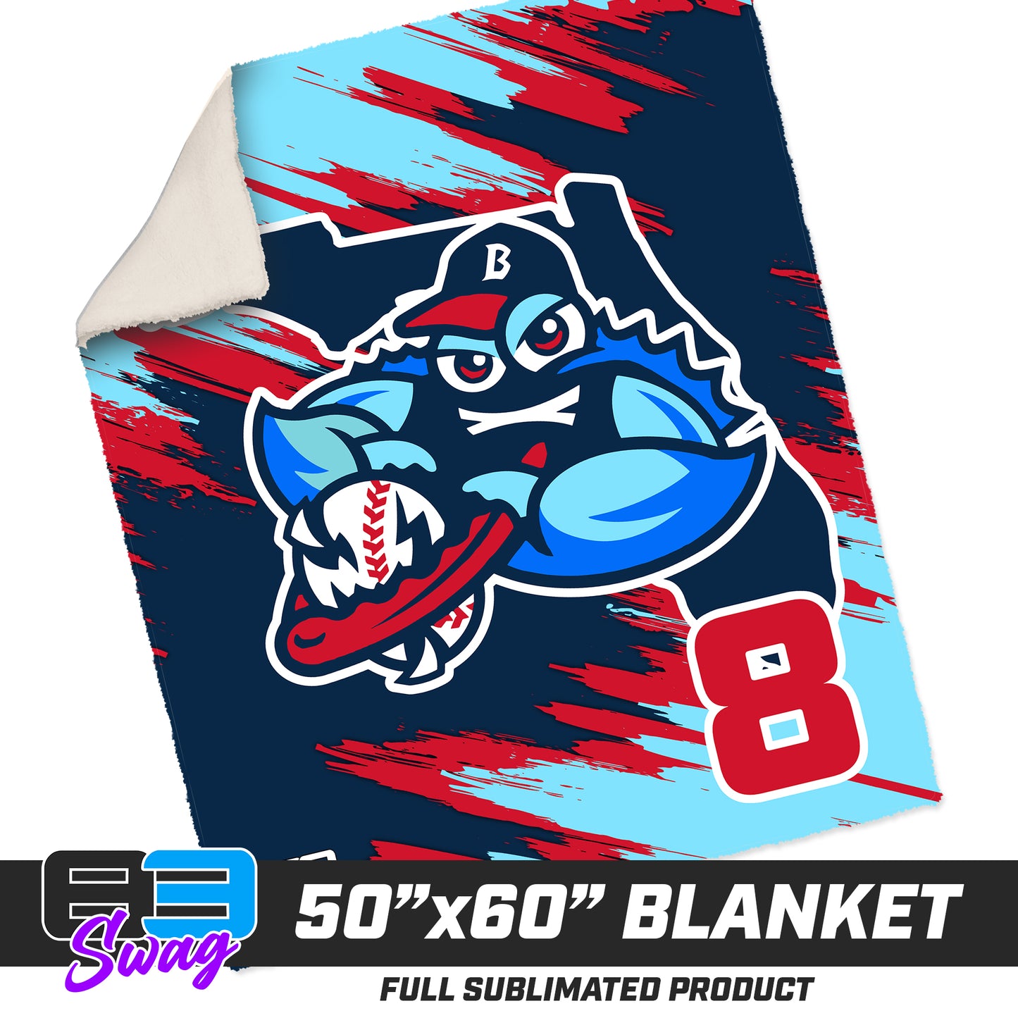 50”x60” Plush Sherpa Blanket  - FCA Blueclaws Baseball