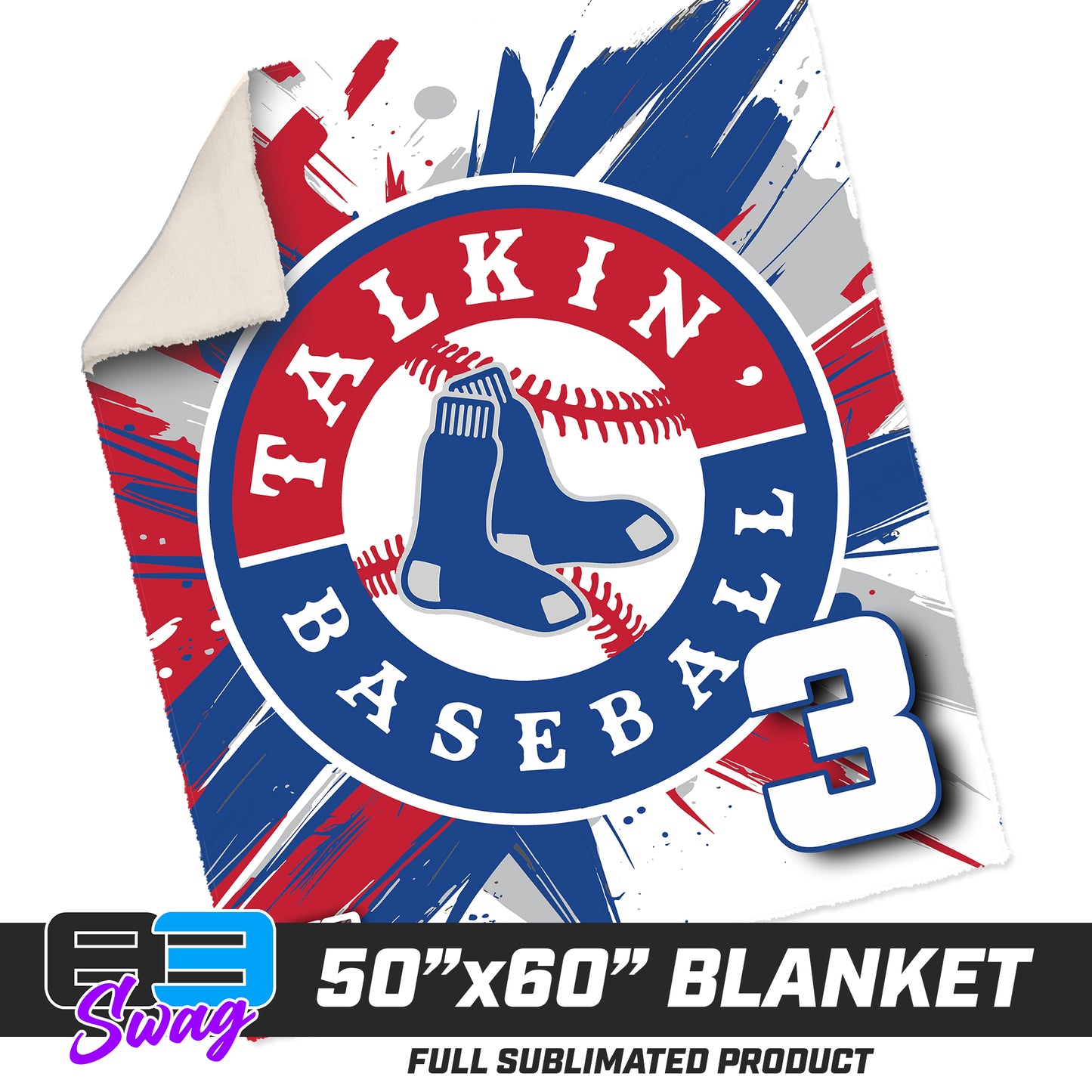 CUSTOM - 50”x60” Plush Sherpa Blanket  - Talkin Baseball