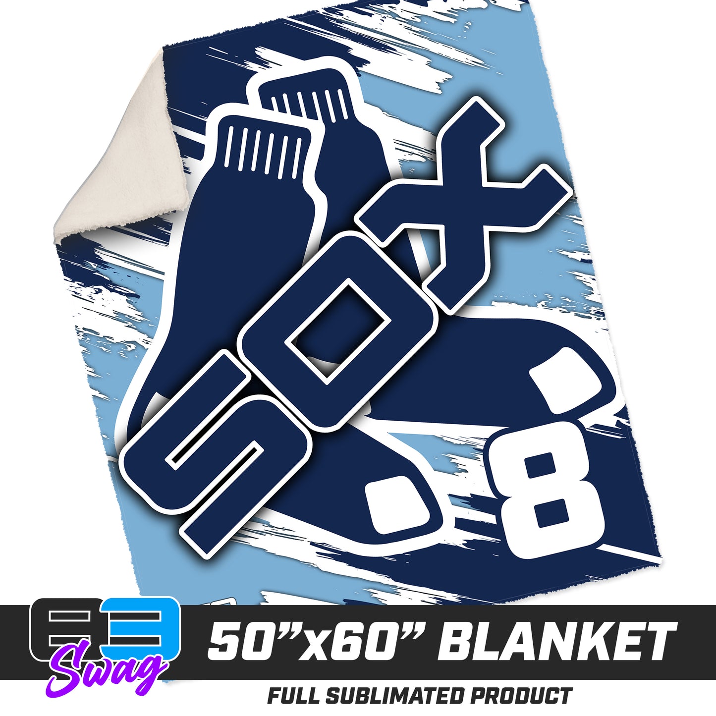 50”x60” Plush Sherpa Blanket  - Blue Sox