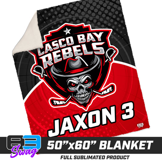 CUSTOM - 50”x60” Plush Sherpa Blanket  - Casco Bay Rebels Hockey