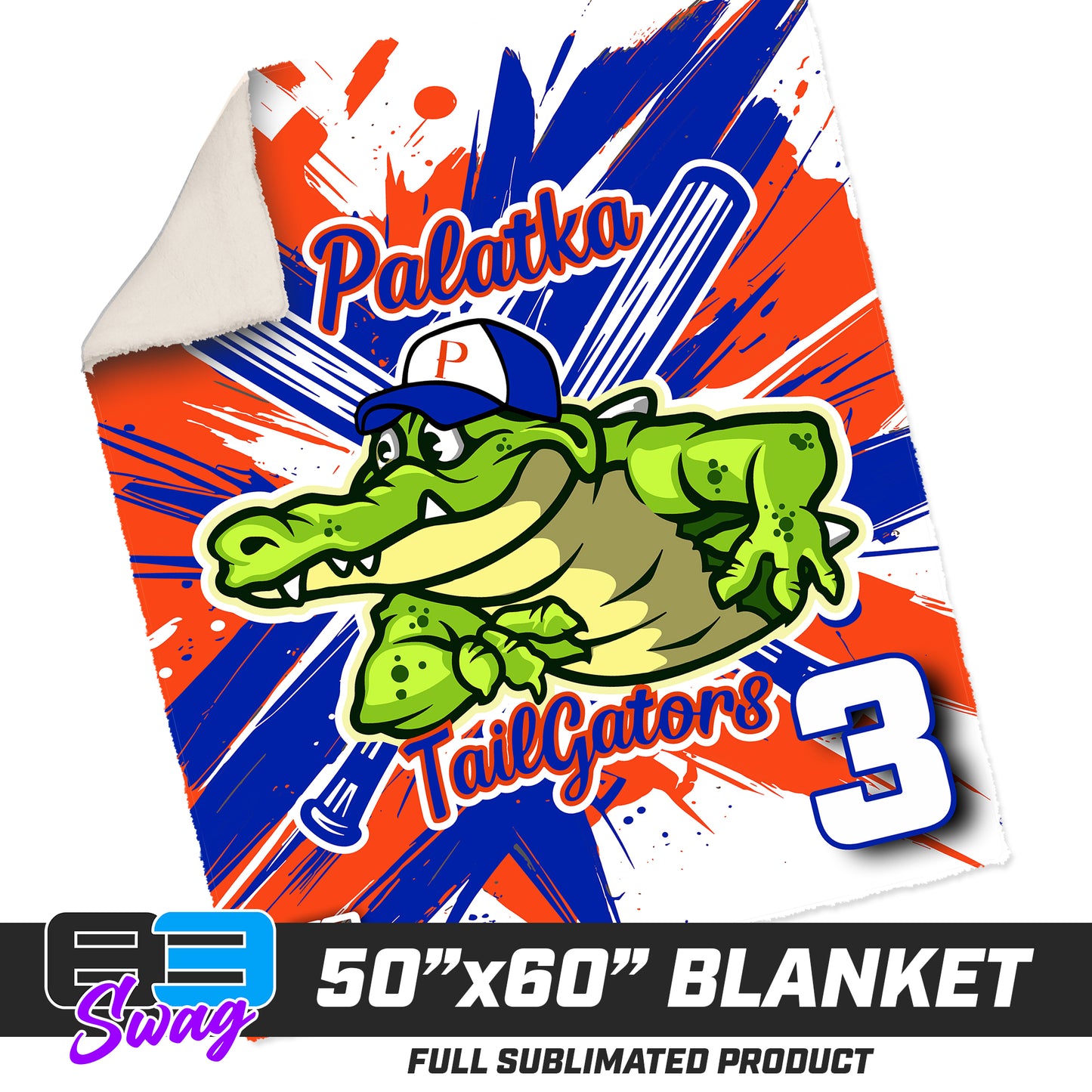 50”x60” Plush Sherpa Blanket  - Palatka TailGators Baseball v.26