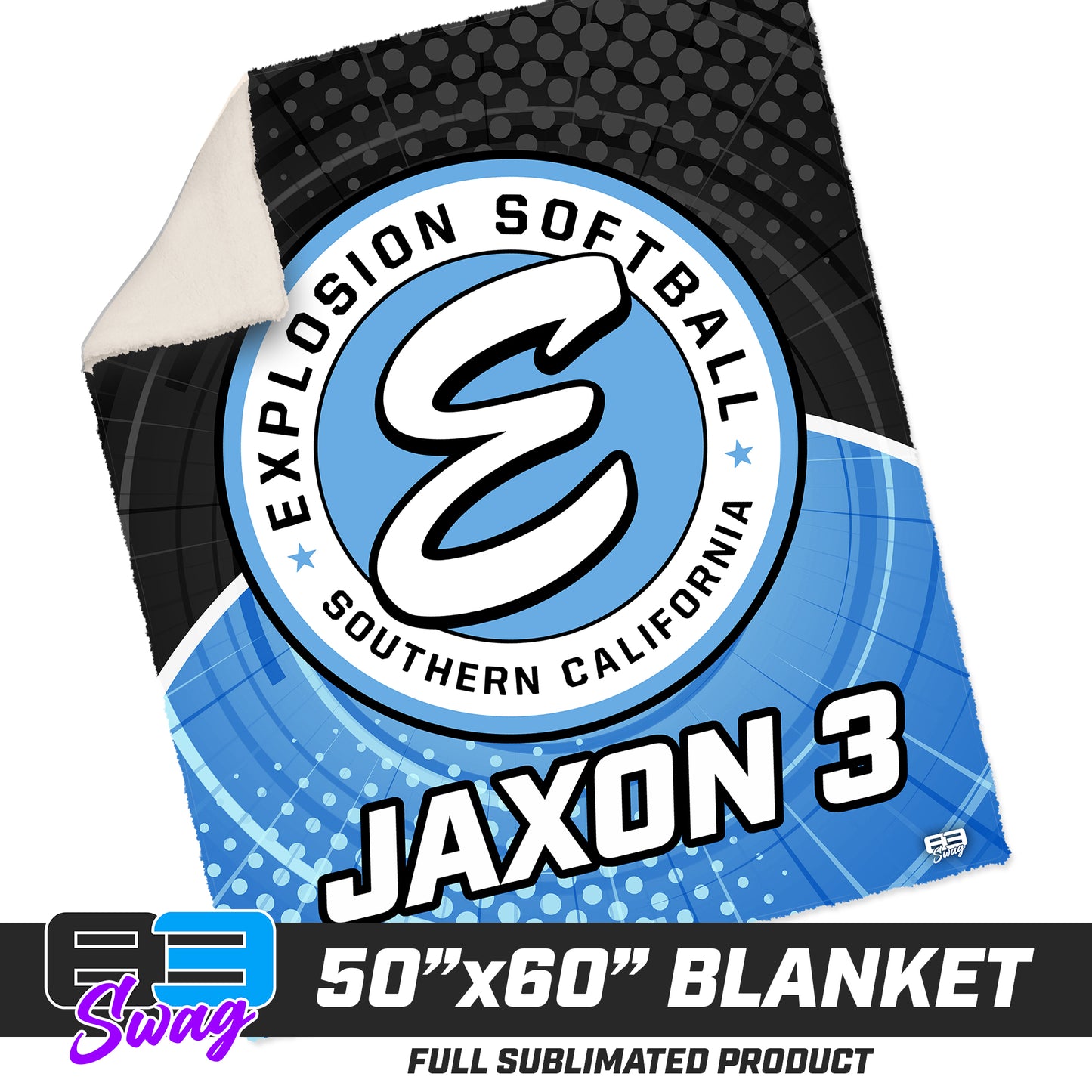 CUSTOM - 50”x60” Plush Sherpa Blanket  - Explosion Softball