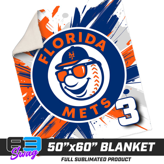 50”x60” Plush Sherpa Blanket  - Florida Mets Baseball